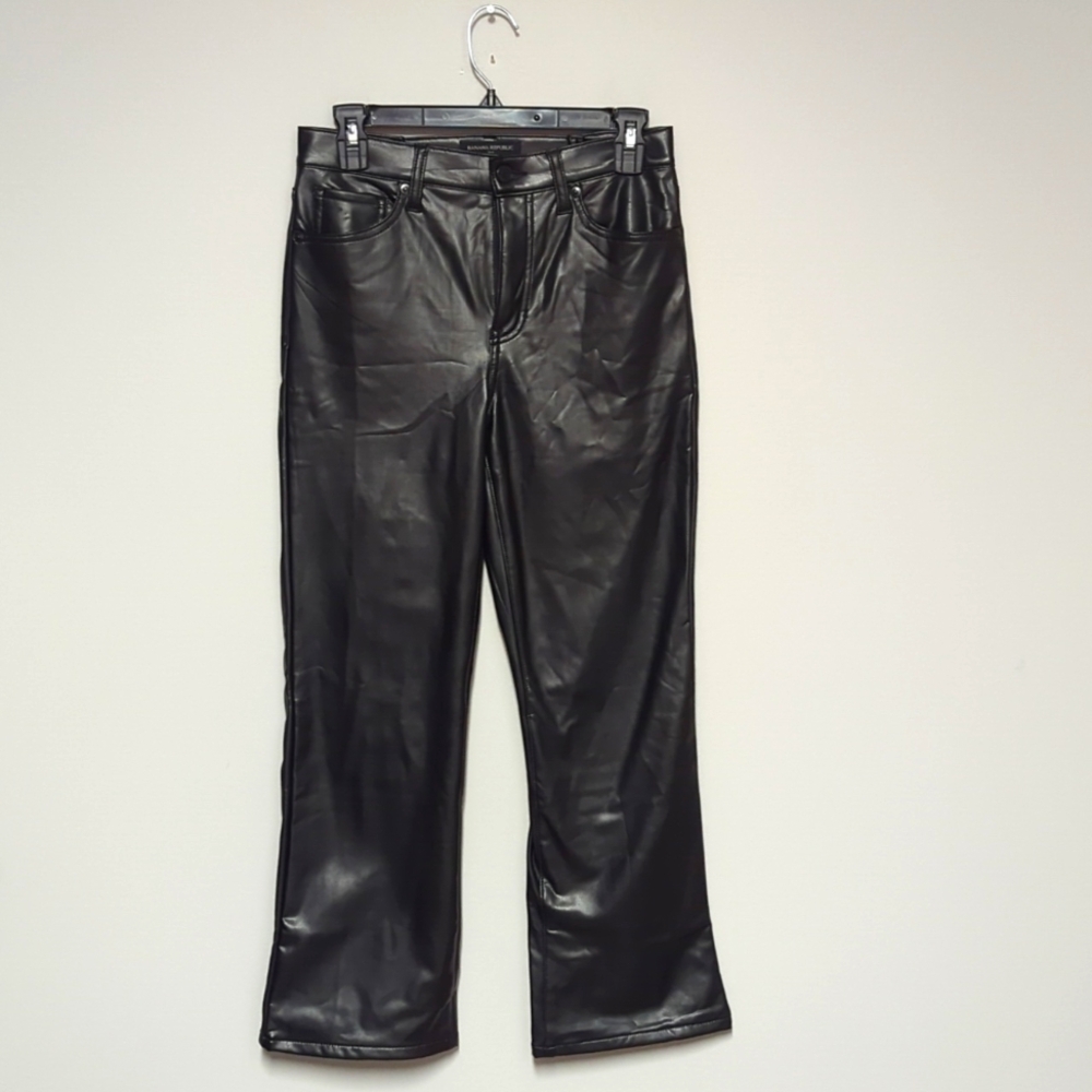 Banana Republic Factory Black Pleather Boot cut Pants